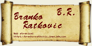 Branko Ratković vizit kartica